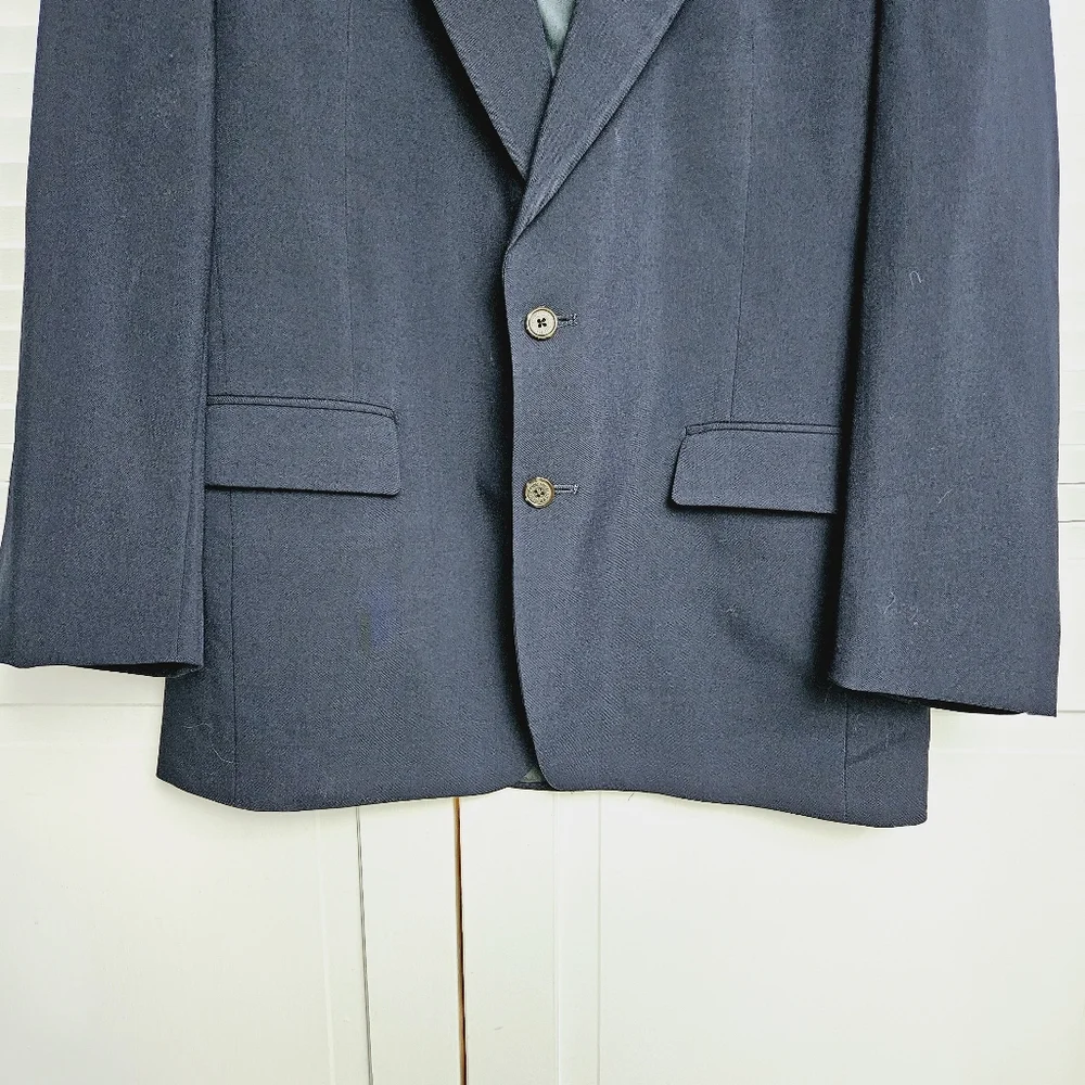 TravelSmith Men's Navy Blue Wool Blend Blazer Size 42L - Picture 2 of 16